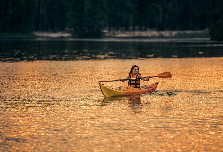 Woman and kayak